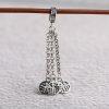 福 Blessing character tassel shape oxidized sterling silver charm pendant