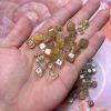 10-piece cube shape natural gold rutilated quartz bead