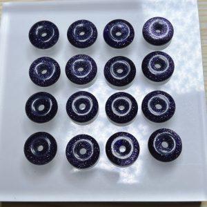 10-piece donut shape blue sandstone bead