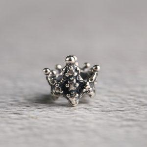 spot crown shape oxidized sterling silver bead