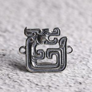 retro hollow dragon shape oxidized sterling silver connector bead