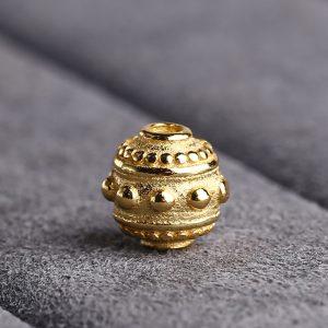 Bump pattern round shape gild sterling silver bead