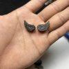 10-piece angel wing shape natural silver obsidian bead