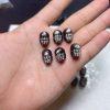 10-piece pixiu animal shape natural silver obsidian bead
