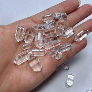 10-piece double-pointed prism shape natural clear quartz bead