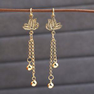 hollow butterfly tassel shape gild sterling silver charm pendant