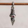 Retro Vajra shape oxidized sterling silver charm pendant
