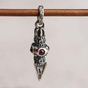 Retro Vajra shape oxidized sterling silver charm pendant