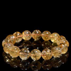 5mm - 13mm round shape genuine natural icy inner crack citrine beaded bracelet