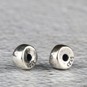 irregular rondelle shape oxidized sterling silver bead