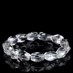 facet irregular shape genuine natural clear quartz beaded bracelet