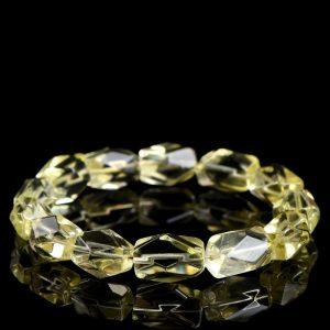 facet irregular shape genuine natural light yellow citrine beaded bracelet