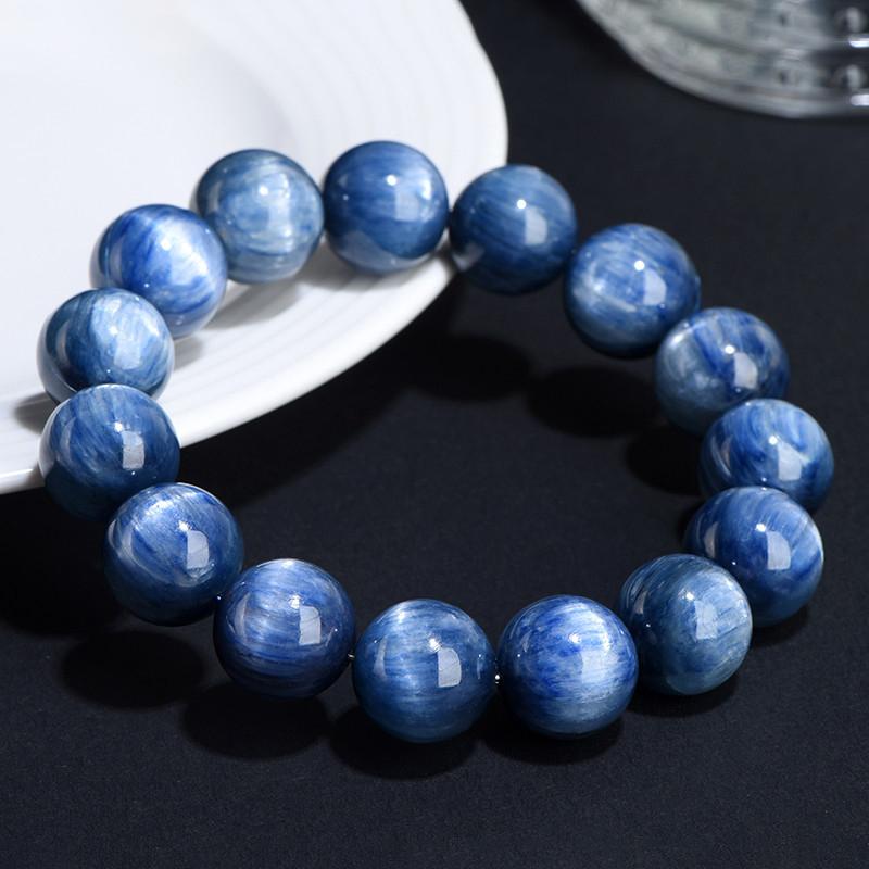 7mm - 15mm round shape 7A genuine natural kyanite beaded bracelet - Image 2