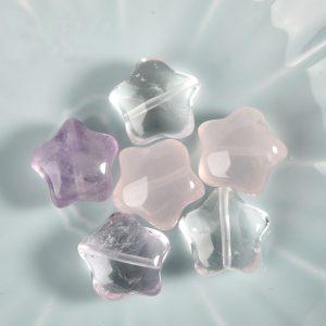 5-piece fat star shape natural quartz bead