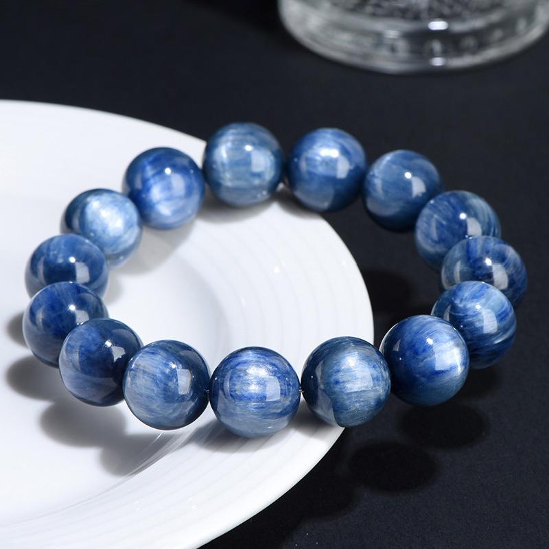 7mm - 15mm round shape 7A genuine natural kyanite beaded bracelet - Image 3