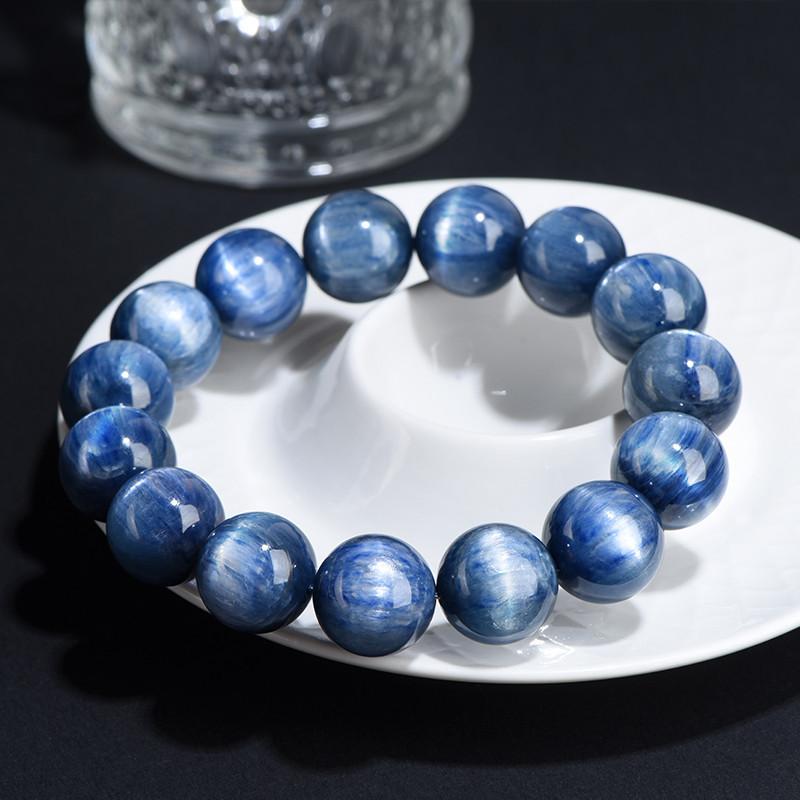 7mm - 15mm round shape 7A genuine natural kyanite beaded bracelet - Image 4