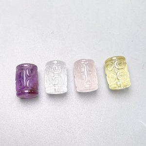 5-piece fret-pattern cylinder-shaped natural quartz bead