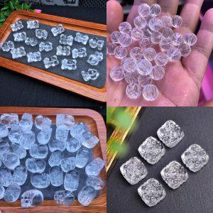 5 pcs multi flower and animal shapes natural clear quartz bead