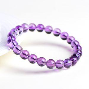 7mm - 8 mm round shape genuine natural Brazil amethyst beaded bracelet