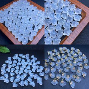 5 pcs multi flower and animal shapes natural white agate bead