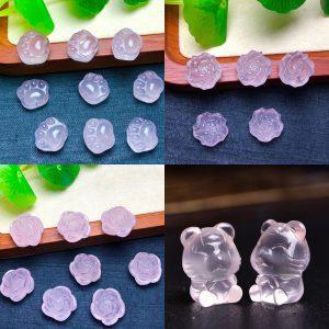 2 pcs / 5 pcs multi flower and animal shapes natural rose quartz bead