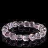 oval pebble shape inner icy crack genuine natural Mozambique rose quartz beaded bracelet