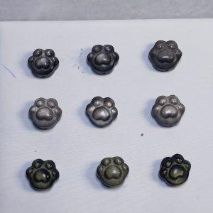 Natural Black Obsidian Paw Beads, Silver Sheen, Golden Sheen, DIY Jewelry Accessories