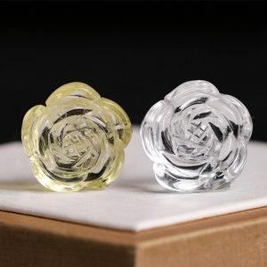 5-pieces Natural Clear Quartz, Rose Quartz & Citrine Rose Flower Beads for DIY Bracelet & Pendant Accessories