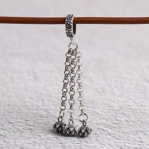 S925 Sterling Silver Lotus Flower Tassel Charm, DIY Jewelry Accessories