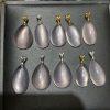Natural Rose Quartz Teardrop Pendant with S925 Silver Clasp