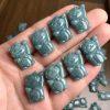 5 pcs cute cat shape genuine natural blue tone jadeite charm