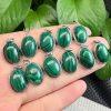 Natural Malachite Oval Pendant with S925 Silver Clasp