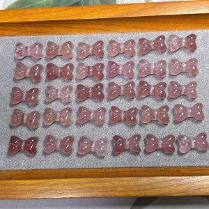 5-pieces Natural Red Strawberry Quartz Bow Beads for DIY Jewelry Making