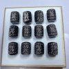 5-pieces Natural Silver Sheen Obsidian Fret Pattern Carved Barrel Beads for DIY Jewelry Making