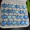 Natural Ice Blue Aquamarine Heart Pendant with Silver Clasp for DIY Jewelry Making