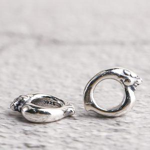 S925 Sterling Silver Leopard Sliding Ring Bead, DIY Jewelry Accessories