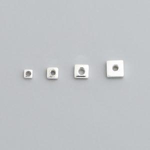 S925 Sterling Silver Tiny Square Spacer Disc Beads, Loose Beads for DIY Jewelry Making