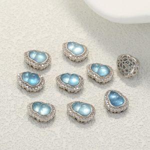 Natural Aquamarine Gourd Bead with S925 Sterling Silver Bezel Set