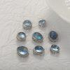 Natural Aquamarine Geometric Bead with S925 Sterling Silver Bezel Set