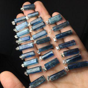 Natural Clear Kyanite Prism Pendant with Silver Clasp