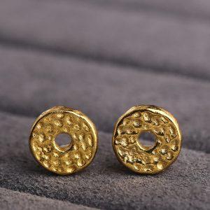 small pits pattern rondelle shape gild sterling silver bead