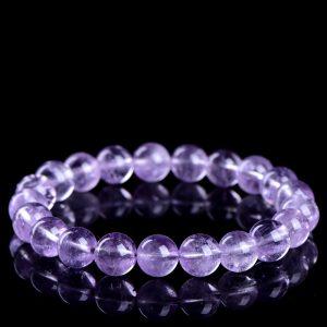 8mm - 9mm round shape 6A inner icy crack genuine natural lavender purple amethyst beaded bracelet