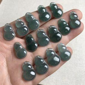 5 pcs gourd shape genuine natural blue tone icy jadeite charm