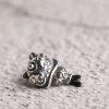 lion shape oxidized sterling silver bead