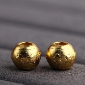 The Six-Syllable Mantra of Buddhism pattern round shape gild sterling silver bead