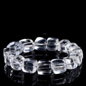 irregular cube shape genuine natural clear quartz beaded bracelet