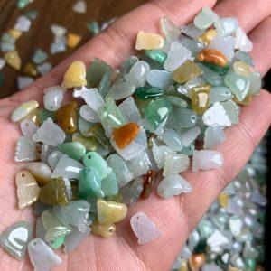 10 pcs little feet shape genuine natural colorful icy jadeite charm bead