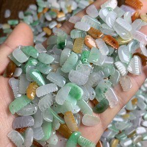 5 pcs small comb shape genuine natural colorful icy jadeite bead