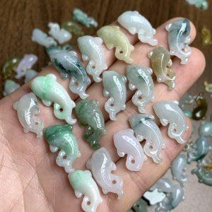 2 pcs carp fish shape genuine natural jadeite bead
