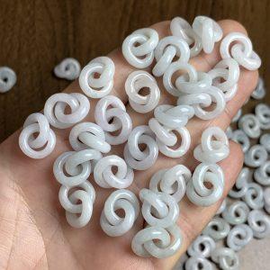 2 pcs double ring shape genuine natural jadeite bead